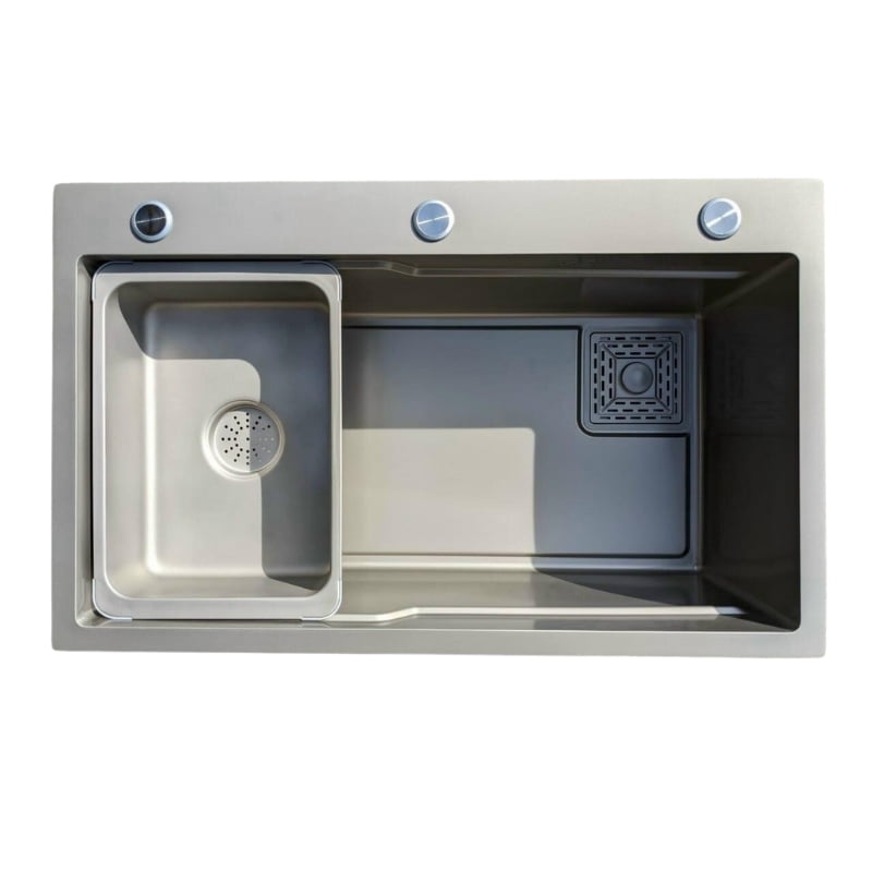 Chậu Rửa Bát 1 Hố 7546 Màu Xám Grey- Chuẩn inox 304 dày dặn - Ảnh 3