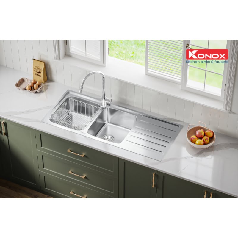 Chậu rửa bát Konox European sink Artusi KS11650 1D – Inox 304 có bàn chờ phải - Ảnh 3