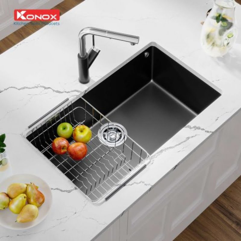 Chậu Rửa Bát Konox Granite Sink Naros 760S - 1 hố Black - Ảnh 3