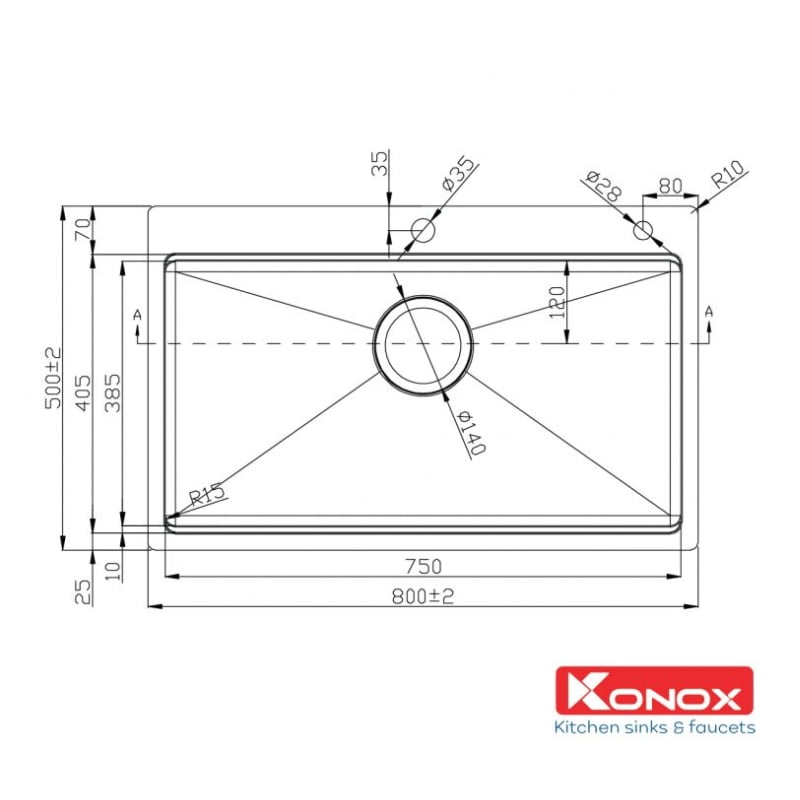 Chậu rửa bát KONOX Topmount Sink KN8050TS- Chậu 1 hố kích thước 80*50 - Ảnh 4