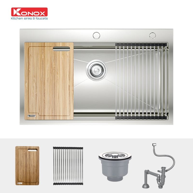 Chậu rửa bát KONOX Topmount Sink KN8050TS- Chậu 1 hố kích thước 80*50 - Ảnh 3