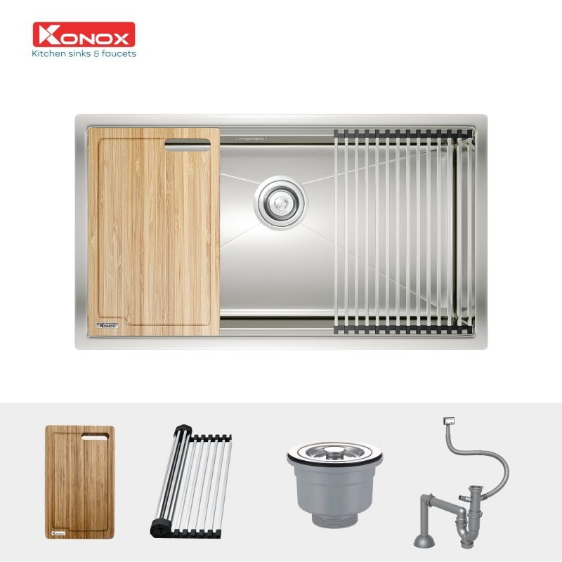 Chậu rửa bát KONOX Undermount Sink KN8046SU- 1 hố inox304 kích thước 80*46 - Ảnh 2