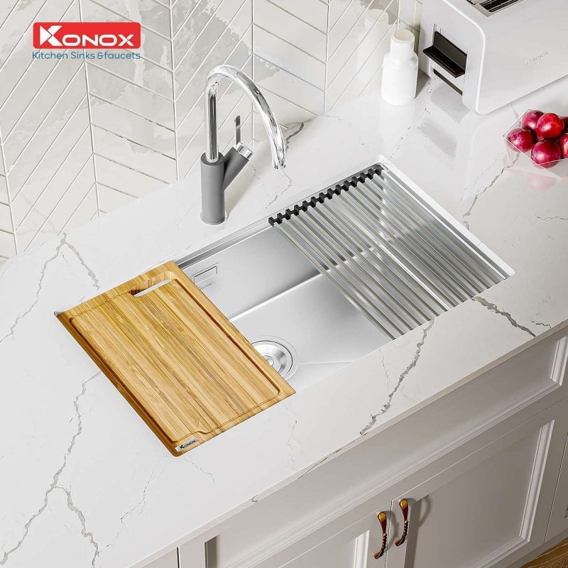 Chậu rửa bát KONOX Undermount Sink KN8046SU- 1 hố inox304 kích thước 80*46 - Ảnh 3