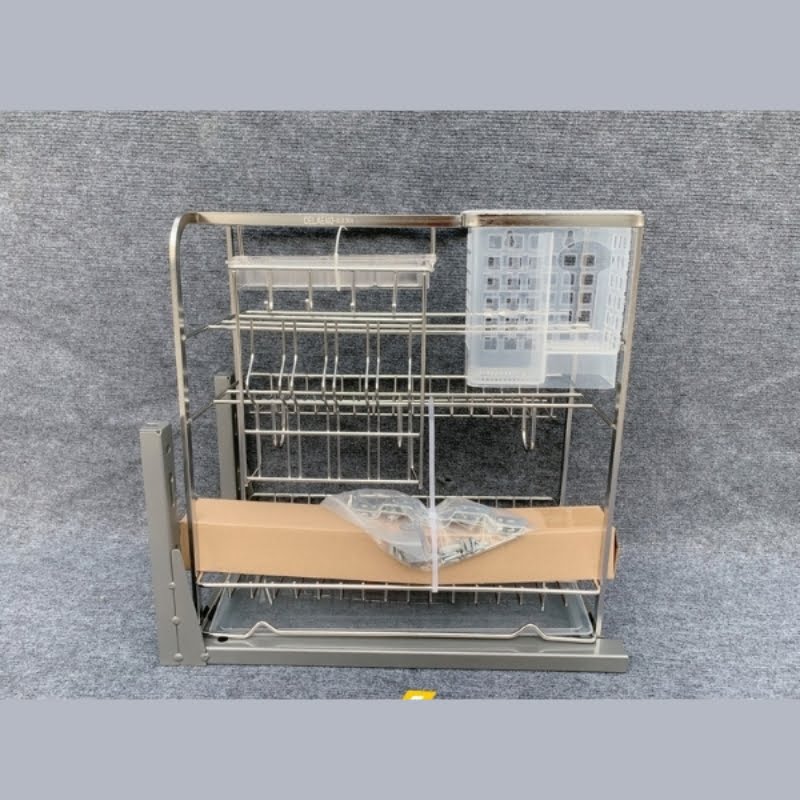 Gía để dao thớt chai lọ đầy đủ kích thước, inox304- Ray giảm chấn inox 304 - Ảnh 3