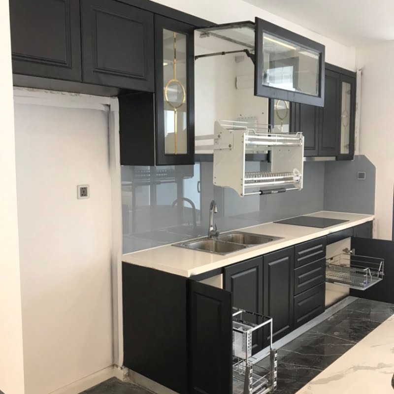 Gía để dao thớt chai lọ đầy đủ kích thước, inox304- Ray giảm chấn inox 304 - Ảnh 4