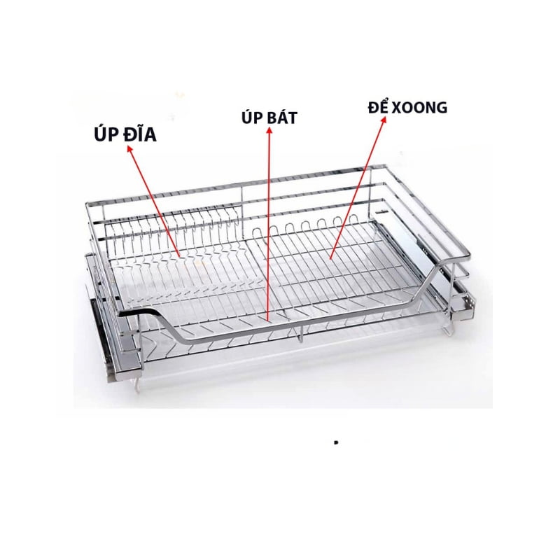 Alternative view of Gía để xoong nồi - bát đĩa inox304, Ray giảm chấn tải trọng 30kg