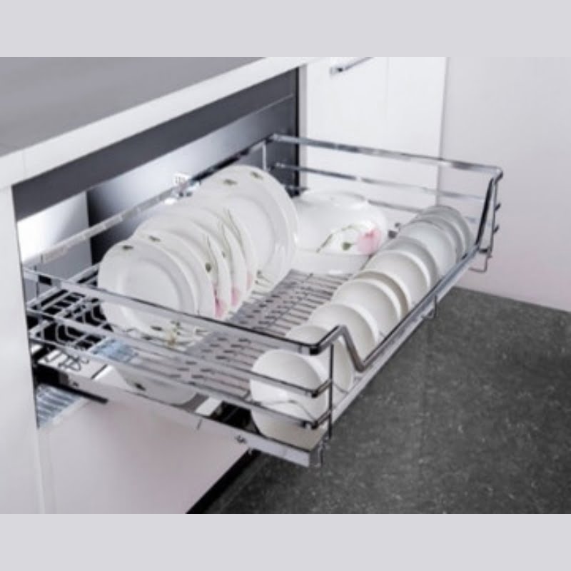 Gía để xoong nồi - bát đĩa inox304, Ray giảm chấn tải trọng 30kg - Ảnh 4