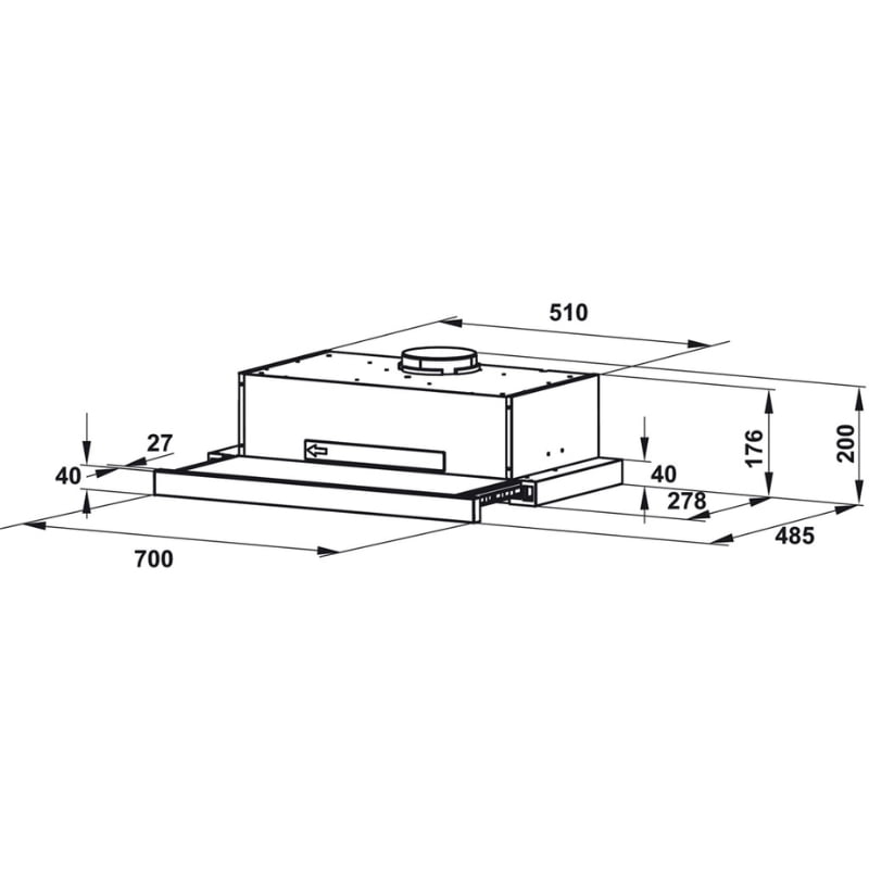 Alternative view of Máy Hút Mùi Âm Tủ HH-TT70A 70cm Hafele 533.86.817 - Mặt kính đen sang trọng