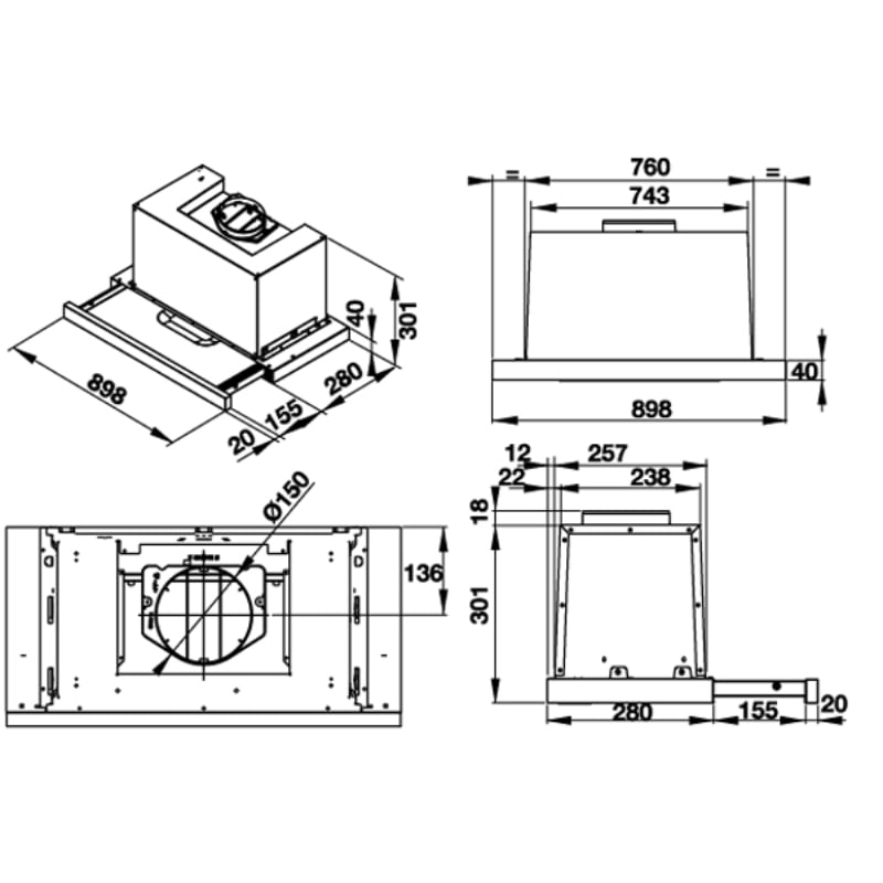 Alternative view of Máy Hút Mùi HH-TG90E Hafele 539.81.075 - Thương hiệu Châu Âu công suất cao