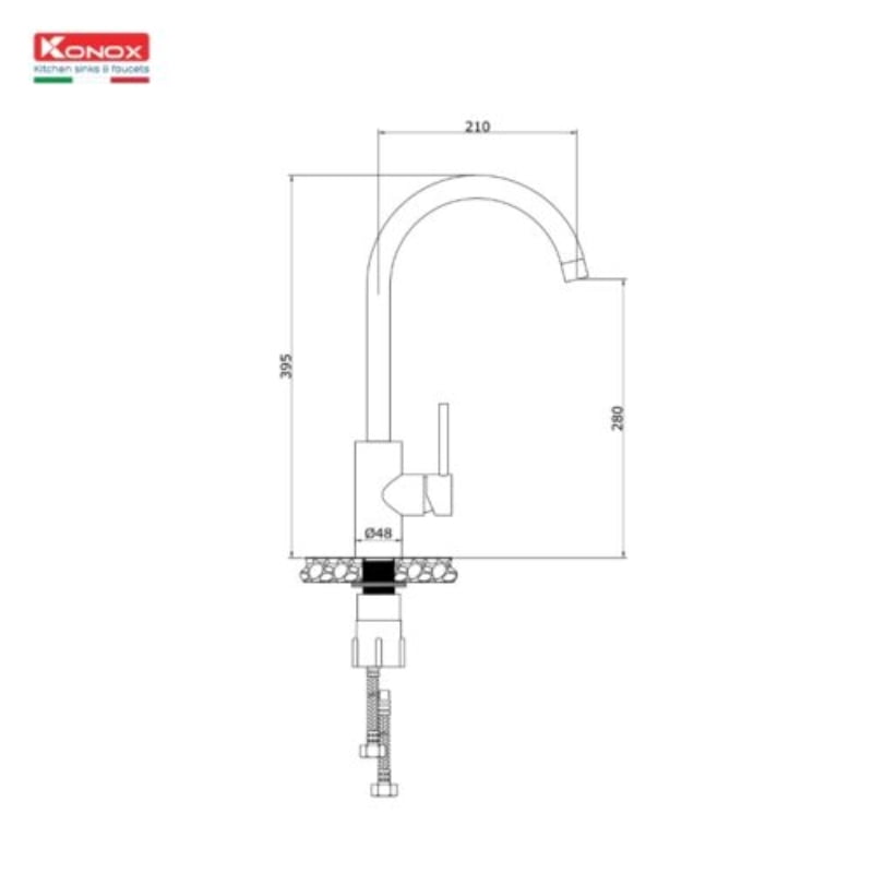 Vòi rửa bát nóng lạnh Rio - Vòi thiết kế bo tròn, đầu vòi cong. - Ảnh 2