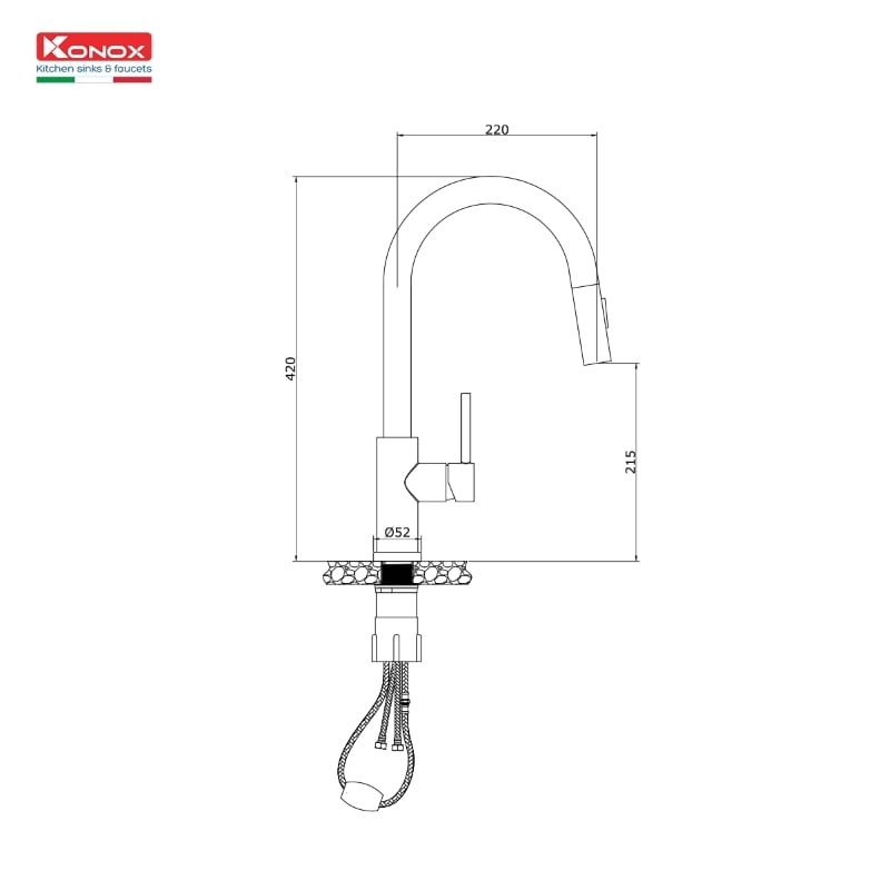 Vòi rửa bát KONOX dây rút Reno - Ảnh 2
