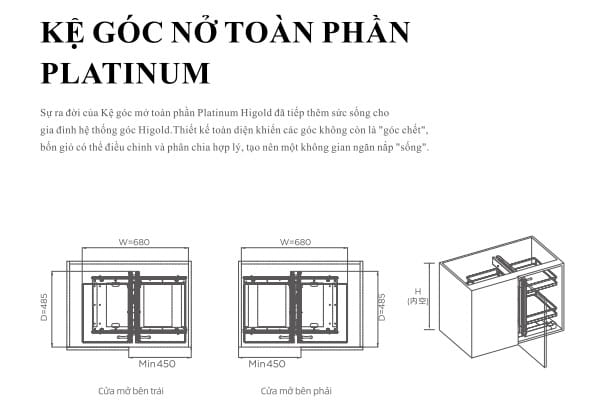 Kệ góc mở toàn phần Platinum cao cấp - Thương hiệu HIGOLD - Ảnh 3