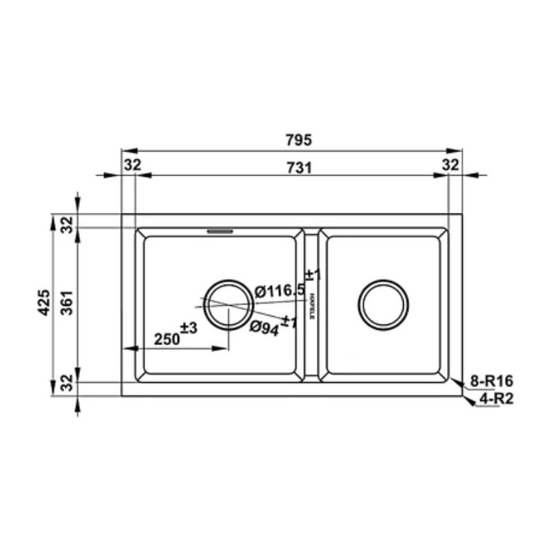 Chậu đá Hafele ESSENCE HS22-GEN2S90, chậu đôi 577.25.310 chậu có 3 màu đen, xám, kem - Ảnh 3