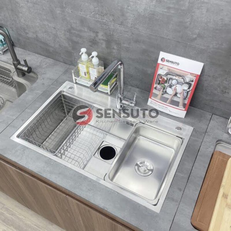 Chậu Rửa Bát 1 Hố Hàn Quốc Sensuto S7546T - dày dặn inox304 - Ảnh 3