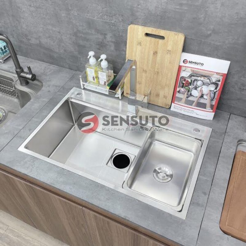 Chậu Rửa Bát 1 Hố Hàn Quốc Sensuto S7546T - dày dặn inox304 - Ảnh 4