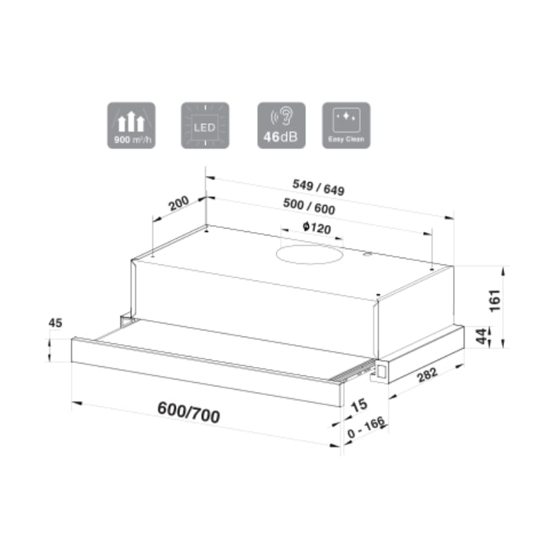 Alternative view of Máy hút mùi âm tủ rút - đầy đủ kích thước 600-700-900 chính hãng