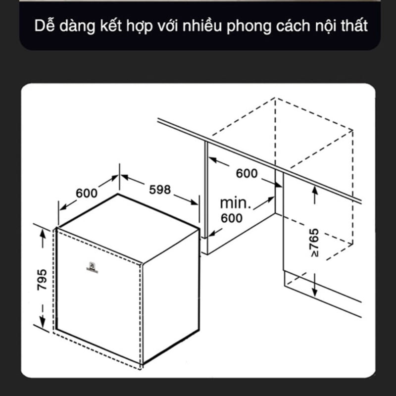 Máy rửa bát Richborn RDG6080SQB - Thailand 16 bộ (3 giàn), sấy khí nóng - Ảnh 5