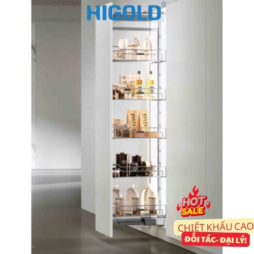 Tủ đồ khô nan tròn cánh kéo – ray kéo êm ái HIGOLD cao cấp