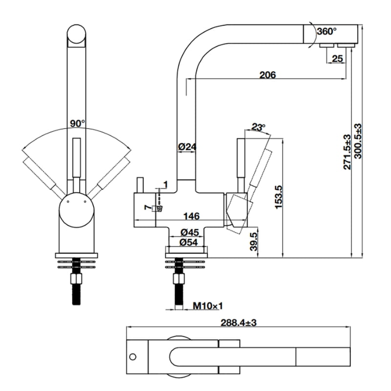 VÒI BA ĐƯỜNG NƯỚC HAFELE HT21-CH2F271 577.55.210- bảo hành 5 năm - Ảnh 3
