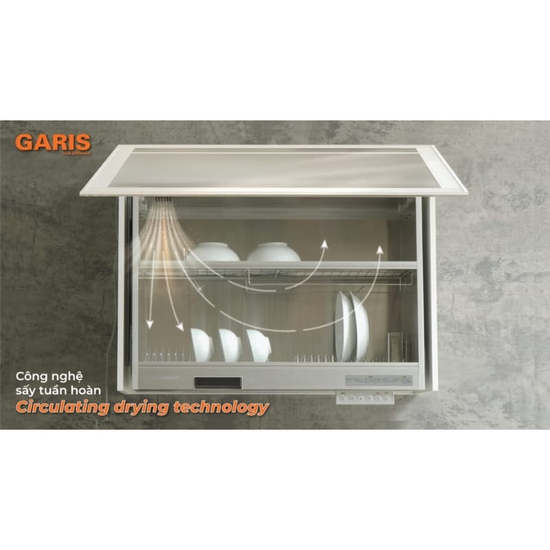 Giá bát đĩa nâng hạ điện có sấy khô GARIS cao cấp - ML06.9H