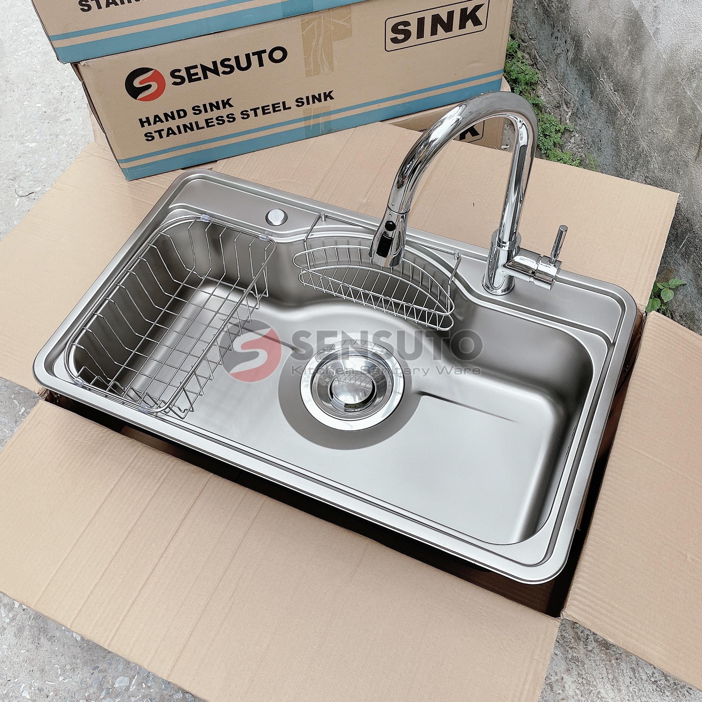 Chậu rửa bát Hàn Quốc 1 hố SENSUTO S820K ( bản đủ phụ kiện ) - Ảnh 3