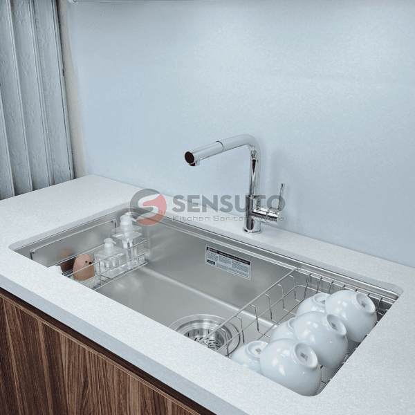 Chậu rửa bát 1 hố Sensuto S8746SIL - chống xước - Ảnh 3