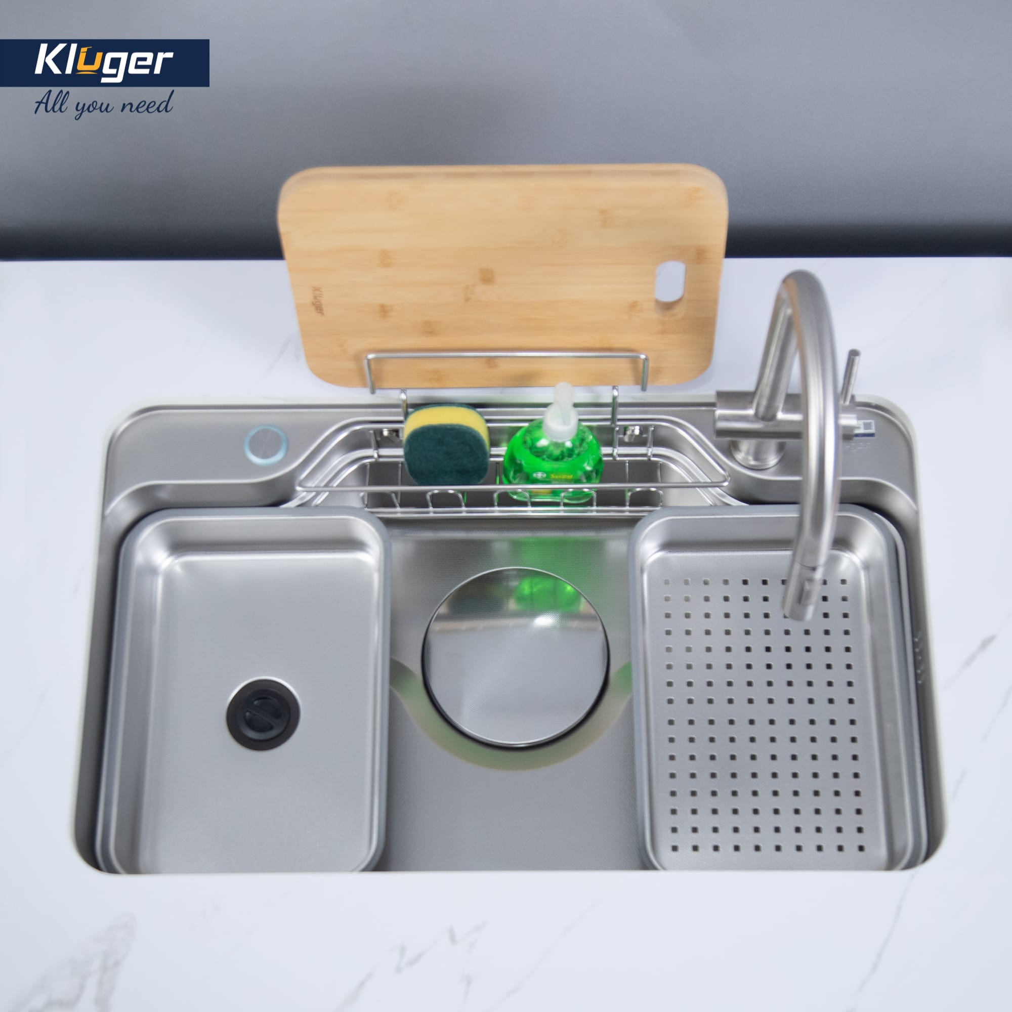 Chậu rửa bát 1 hố Kluger KF7848FS – S78 Plus - tặng vòi rút - Ảnh 3
