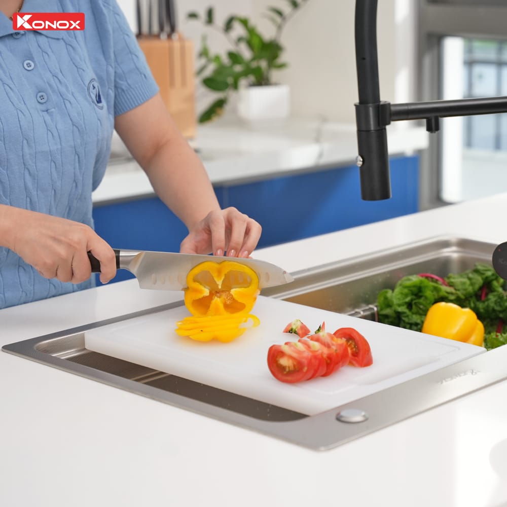 Chậu rửa bát 1 hố chống xước Workstation Sink KN8048TS Dekor - Ảnh 7