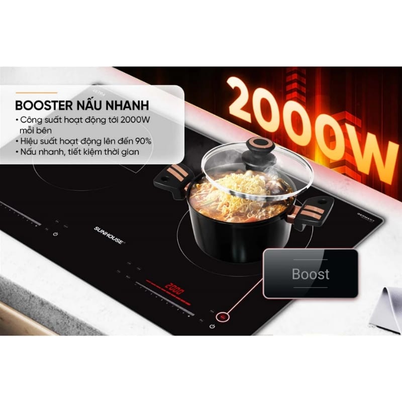 BẾP 2 TỪ SUNHOUSE SHB-588DI, Mặt kính Ultra Vitro Ceramic bảo hành toàn quốc - Ảnh 6