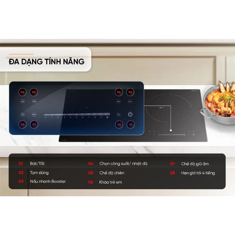 BẾP 2 TỪ SUNHOUSE SHB-588DI, Mặt kính Ultra Vitro Ceramic bảo hành toàn quốc - Ảnh 3