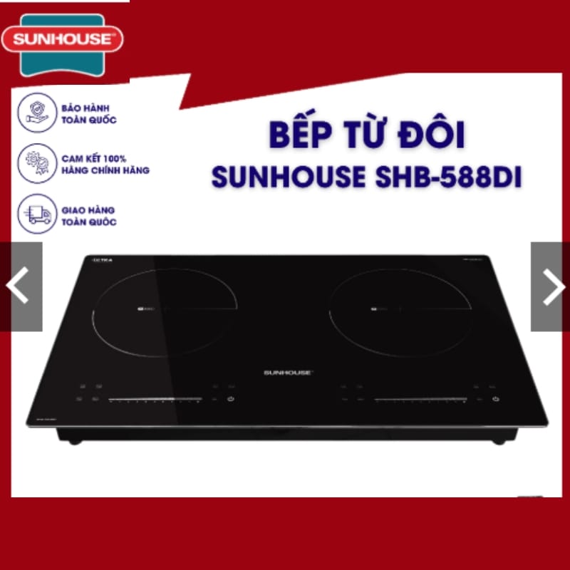 Alternative view of BẾP 2 TỪ SUNHOUSE SHB-588DI, Mặt kính Ultra Vitro Ceramic bảo hành toàn quốc