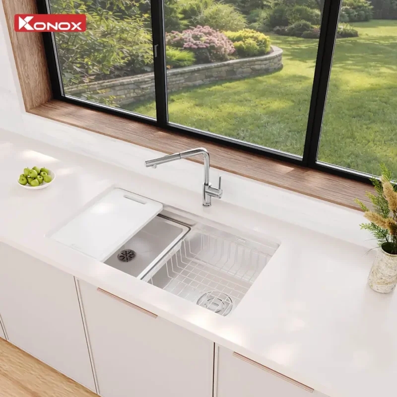 Chậu rửa bát KONOX phong cách Nhật chống xước Tari Smart 780- chưa vòi - Ảnh 2