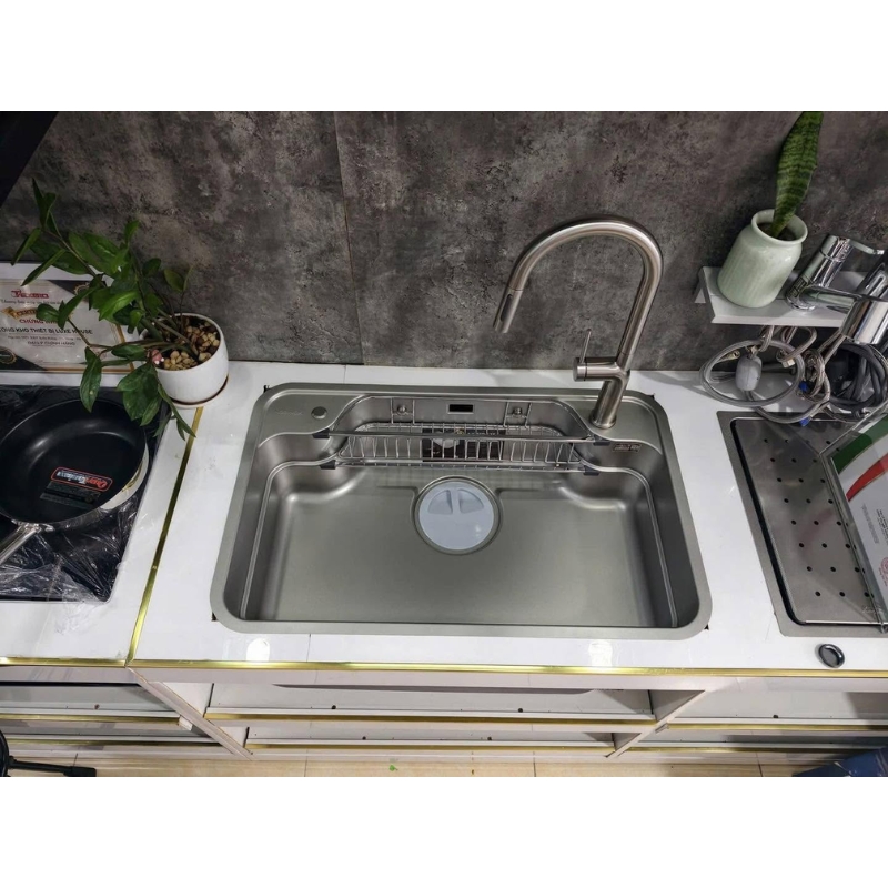 Alternative view of Chậu Rửa Bát 1 Hố NOBINOX ARVO B180 Inox 304 Cao Cấp | Chống Xước,Kèm Vòi Rút