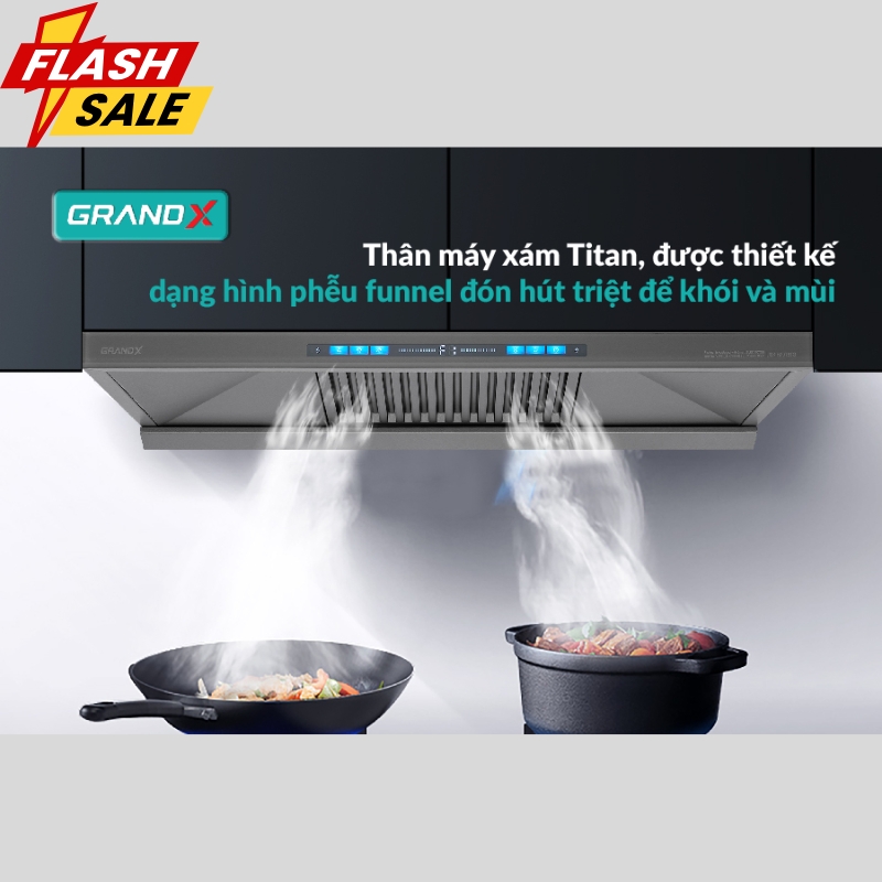 Alternative view of Máy hút mùi GrandX GX H70T81SG – Thiết kế chữ T sang trọng, hút khỏe 1150m³/h, động cơ Inverter siêu êm