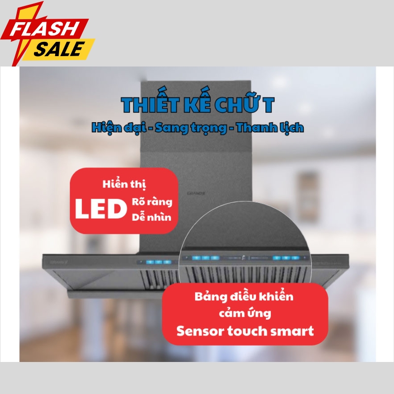 Máy hút mùi GrandX GX H70T81SG – Thiết kế chữ T sang trọng, hút khỏe 1150m³/h, động cơ Inverter siêu êm - Ảnh 3
